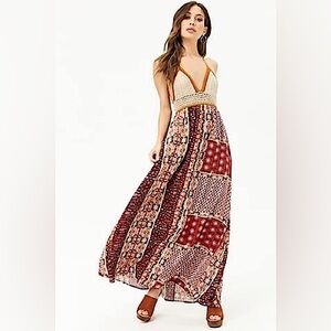 Crochet top deep plunge dress by forever 21 size M